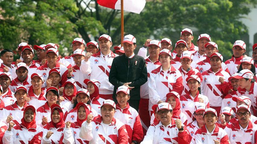 Pelepasan Kontingen Sea Games Kuala Lumpur 2017 di Malaysia. Copyright: Kemenpora