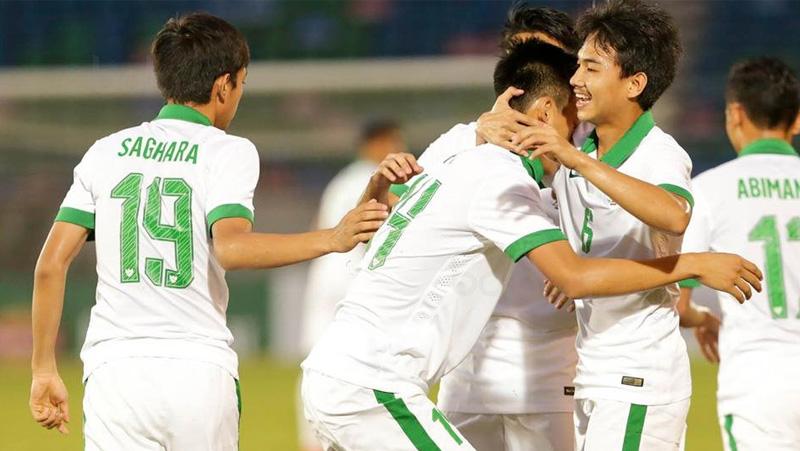 Selebrasi pemain Timnas Indonesia U-19. Copyright: Twitter@berita9com