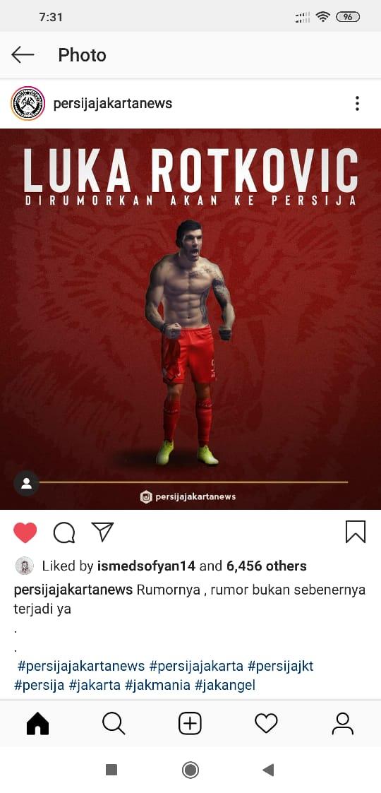 Kabar merapatnya Luka Rotkovic ke Persija Jakarta Copyright: Instagram/@persijajakartanews