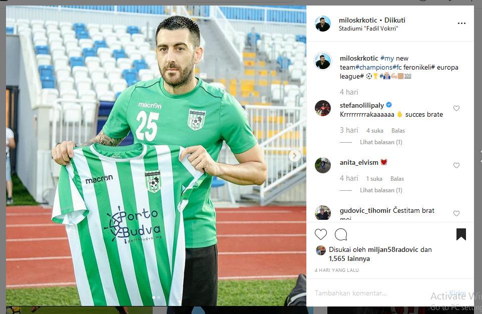 Milos Krkotic, eks Bali United yang kini membela tim sepak bola Buducnost Podgorica. Copyright: Instagram @miloskrkotic
