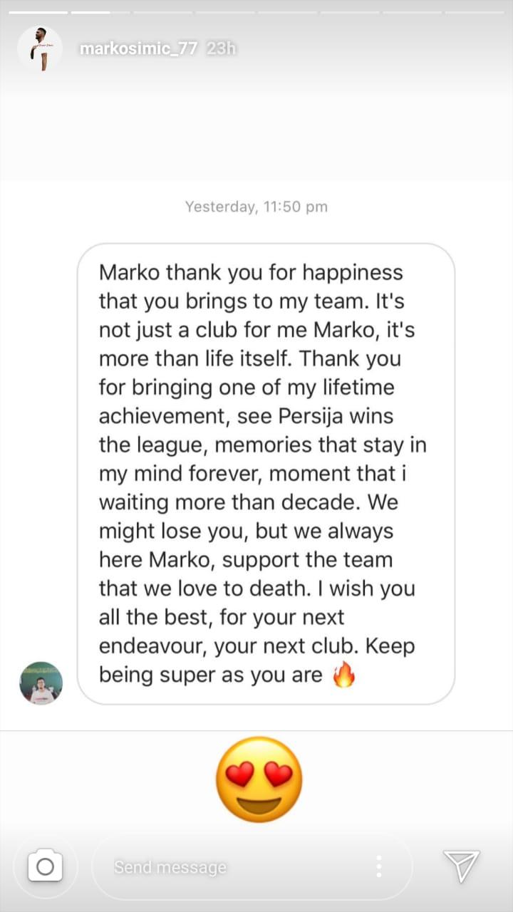 Marko Simic beri kode hengkang dari Persija Jakarta pada akhir musim 2019 Copyright: https://www.instagram.com/markosimic_77/