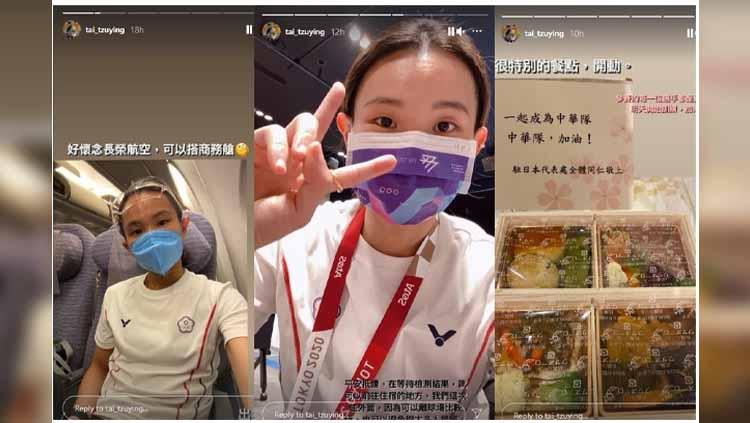 Tai Tzu Ying menunjukkan kursi kelas ekonomi yang diduduki selama penerbangan ke Olimpiade Tokyo Copyright: nstagram Tai Tzu Ying