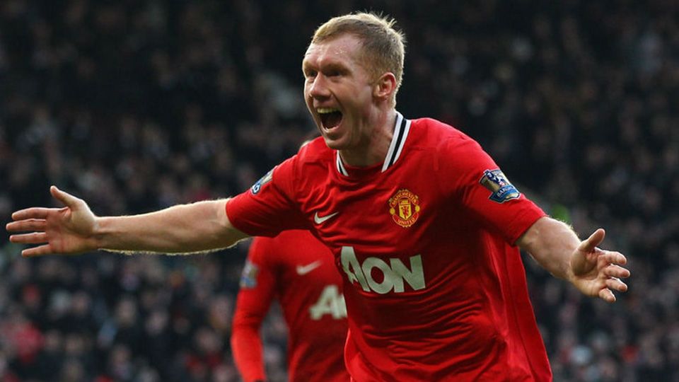 Paul Scholes saat melakukan selebrasi. Copyright: © Internet
