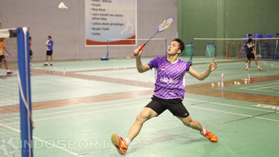 Tunggal putra Indonesia, Jonathan Cristie saat berlatih. Copyright: © Herry Ibrahim/INDOSPORT