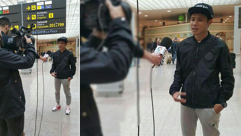 Evan Dimas saat di wawancarai media La Liga Copyright: &copy; INTERNTE