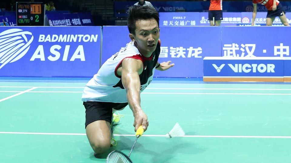 Ihsan Maulana Mustofa berusaha keras mengambil shuttlecock. Copyright: &copy; HUMAS PBSI/INDOSPORT