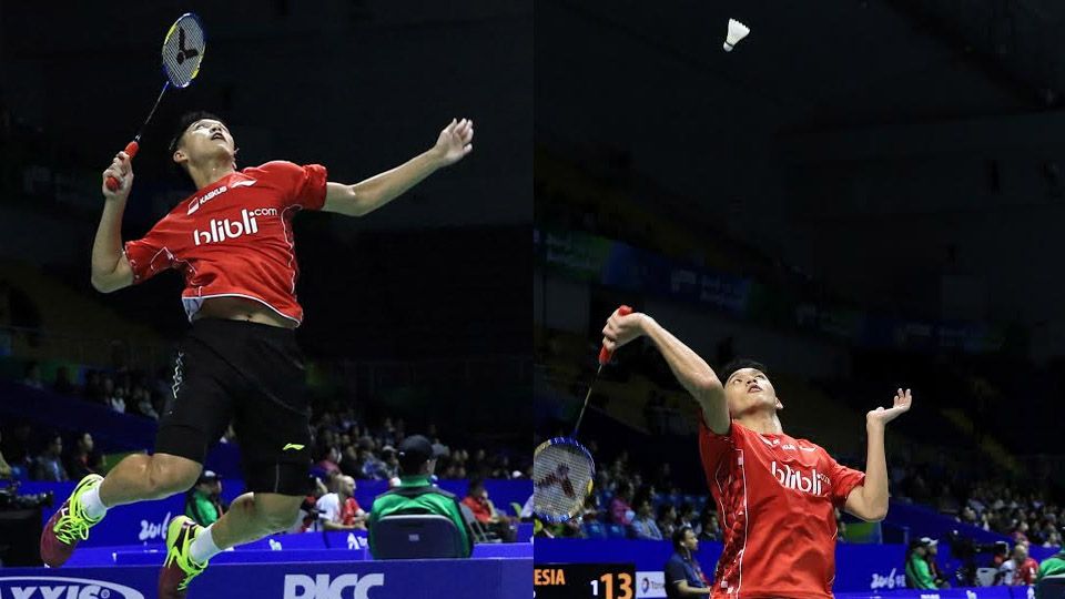 Jonatan Christie smash shuttlecock. Copyright: &copy; HUMAS PBSI
