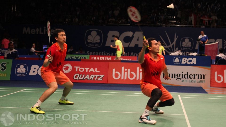 Aksi Hendra Setiawan/ Mohammad Ahsan di ajang Indonesia Open 2016. Copyright: © Herry Ibrahim/INDOSPORT