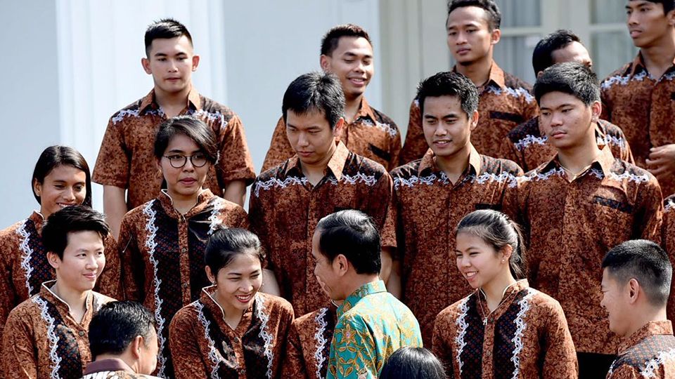 Kontingen Indonesia untuk Olimpiade saat dilepas Presiden Joko Widodo. Copyright: &copy; Badminton Indonesia
