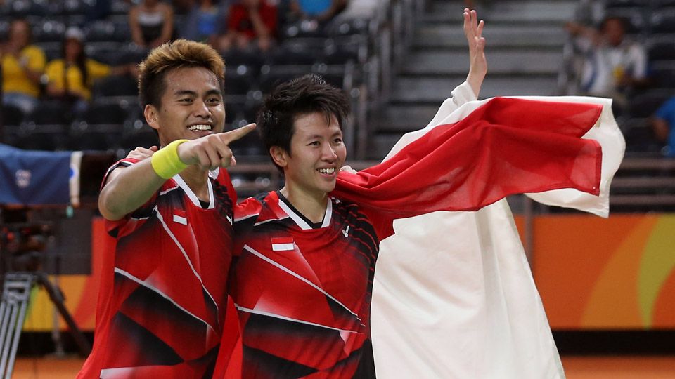 Tontowi Ahmad/Liliyana Natsir saat meraih medali emas Olimpiade Rio 2016. Copyright: © Yves Lacroix/Badminton Photo