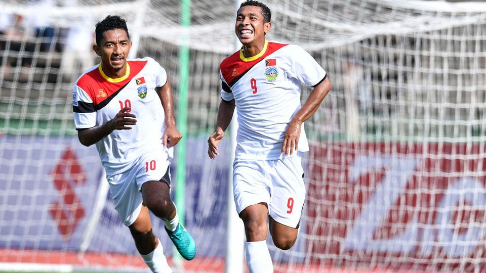 Selebrasi pemain Timor Leste. Copyright: © INTERNET