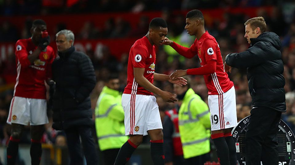 Martial dan Rashford diplot untuk menggantikan Romelu Lukaku. Copyright: © Clive Brunskill/Getty Images