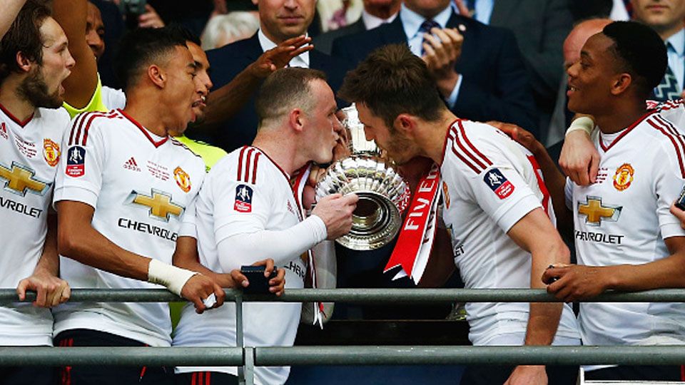 Selebrasi pemain Manchester United saat juara Piala FA. Copyright: © Christopher Lee - The FA/The FA via Getty Images