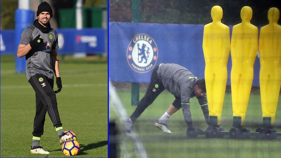 Diego Costa saat sedang latihan bersama Chelsea. Copyright: &copy; Darren Walsh/GettyImages/INDOSPORT