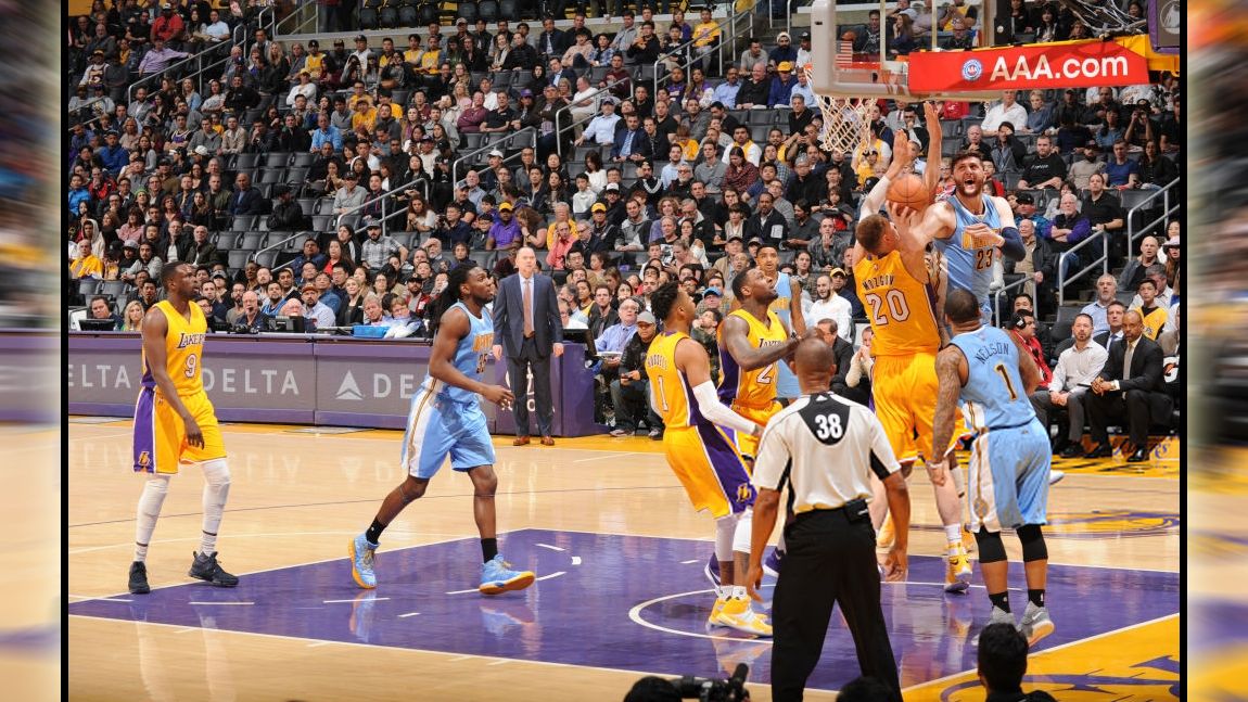 Los Angeles Lakers vs Denver Nuggets. Copyright: &copy; Andrew D. Bernstein/NBAE via Getty Images