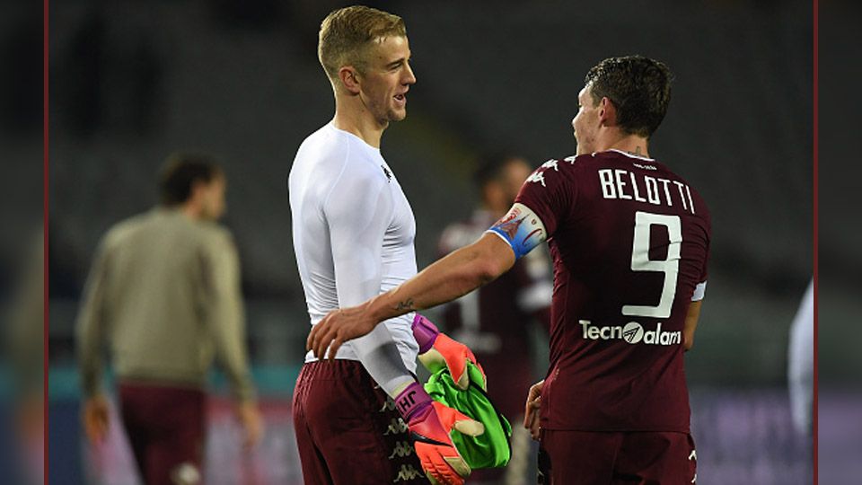 Joe Hart (kiri) dan Andrea Belotti, dua bintang Torino. Copyright: &copy; Valerio Pennicino/GettyImages