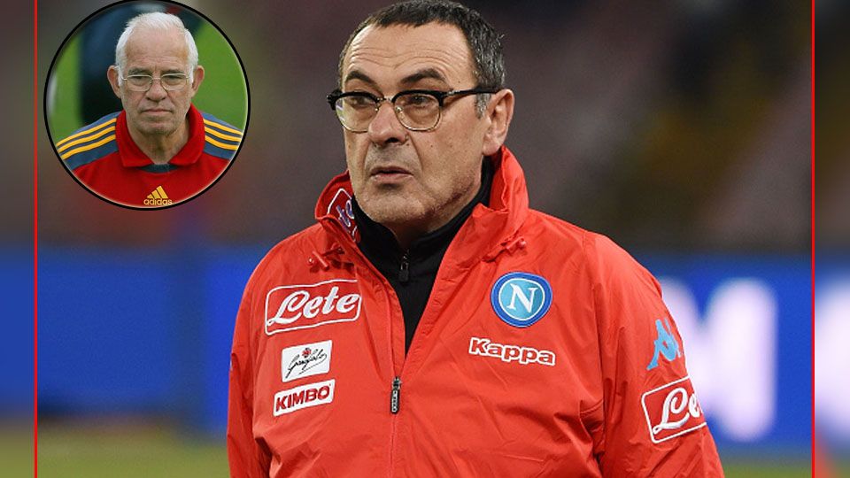 Pelatih Napoli, Maurizio Sarri (insert: Almarhum Luis Aragones, mantan pelatih Timnas Spanyol). Copyright: © Getty Images