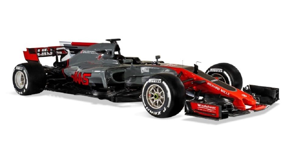 Mobil VF17 yang akan dipakai Tim Haas F1 di musim balap 2017. Copyright: © Twitter/@HaasF1Team
