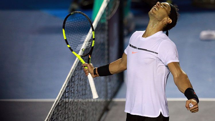 Ekspresi Rafael Nadal saat memenangkan pertandingan. Copyright: © Miguel Tovar/LatinContent/Getty Images