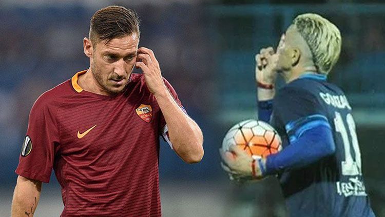 Francesco Totti dan Cristian Gonzales Copyright: © INDOSPORT