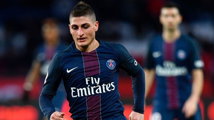 Marco Verratti menggiring bola saat menghadapi AS Nancy di lanjutan Ligue 1 Prancis. Copyright: © FRANCK FIFE/AFP/Getty Images