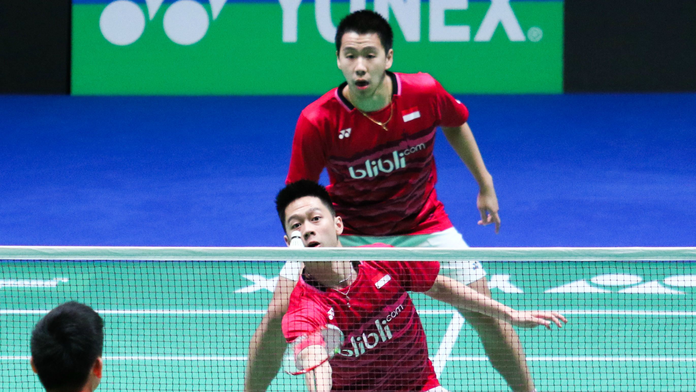 Aksi Kevin Sanjaya Sukamuljo/Marcus Fernaldi Gideon di All England Open 2017. Copyright: © Humas PP PBSI