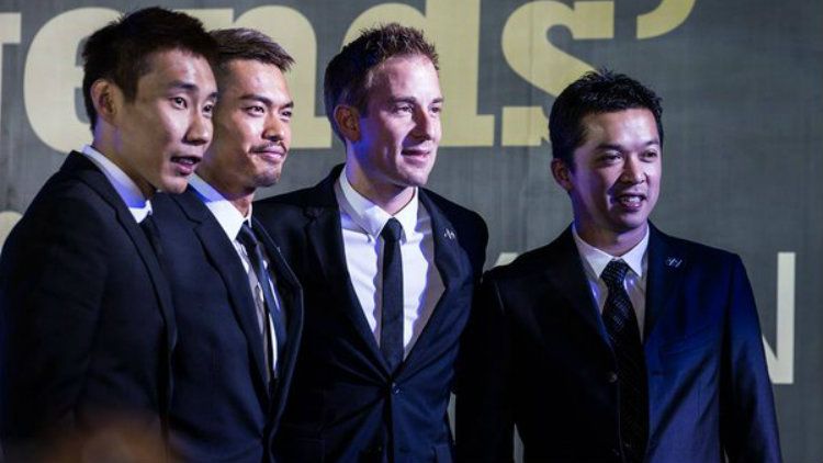 The Big Four tunggal putra, termasuk Taufik Hidayat dan Lee Chong Wei.  Copyright: © Twitter/@petergade_off
