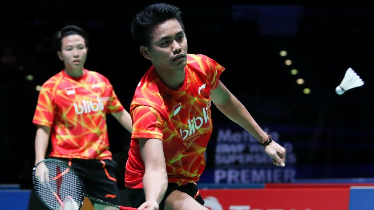 Tontowi Ahmad/Liliyana Natsir di perempatfinal All England 2017. Copyright: © Humas PBSI