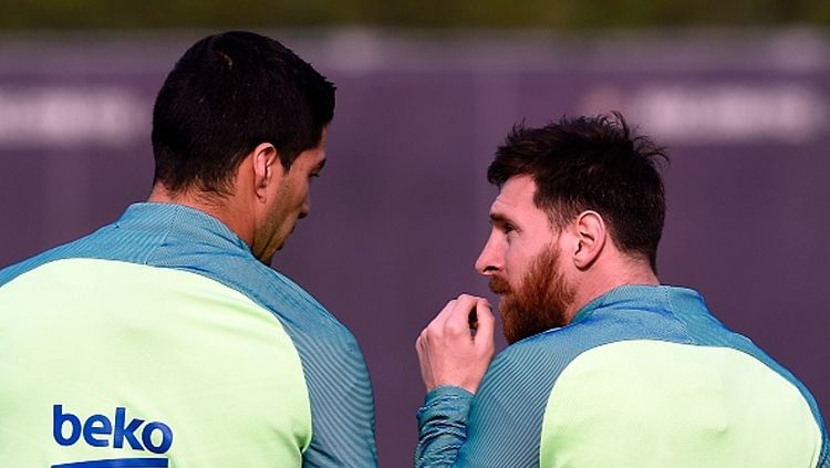 Lionel Messi dan Luis Suarez Copyright: © LLUIS GENE/AFP/Getty Images