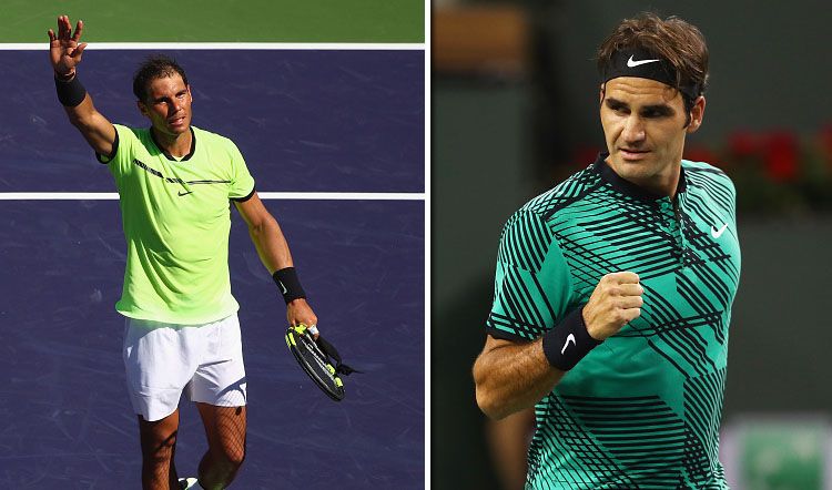 Rafael Nadal (kiri) dan Roger Federer. Copyright: © Clive Brunskill/Getty Images