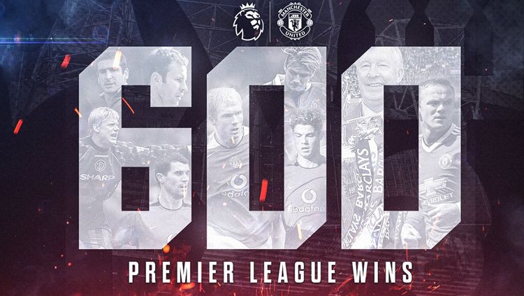 Manchester United berhasil mencetak sejarah dengan meraih kemenangan ke-600 di Liga Primer Inggris. Copyright: &copy; TWITTER/PREMIERLEAGUE