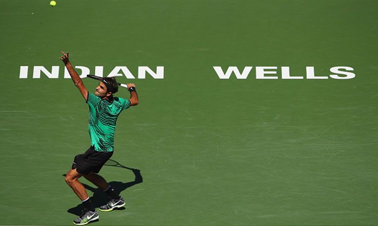 Roger Federer saat beraksi di Indian Wells Masters 2017. Copyright: © Clive Brunskill/Getty Images