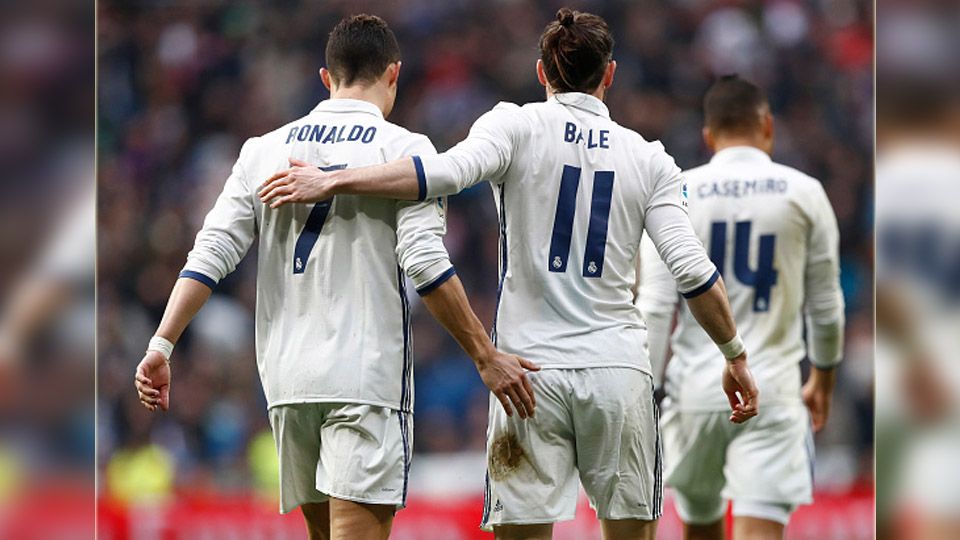 Dua pemain termahal Real Madrid, Cristiano Ronaldo dan Gareth Bale. Copyright: © Helios de la Rubia/GettyImages