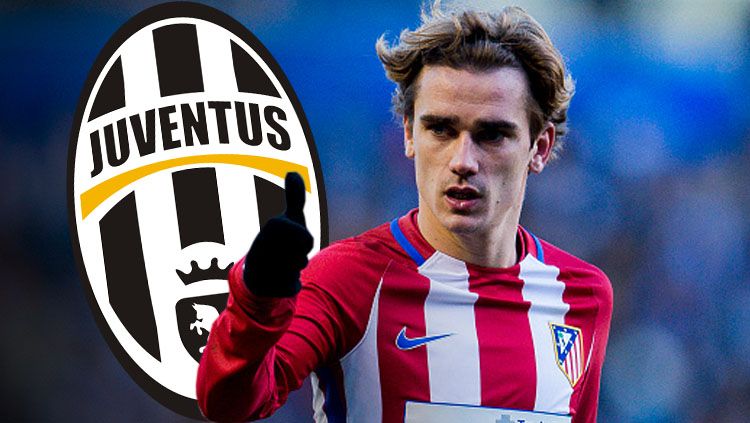 Antoine Griezmann dan logo Juventus. Copyright: &copy; Juan Manuel Serrano Arce/Getty Images