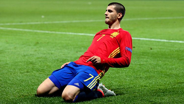 Alvaro Morata saat membela Spanyol. Copyright: &copy; Alex Livesey/Getty Images