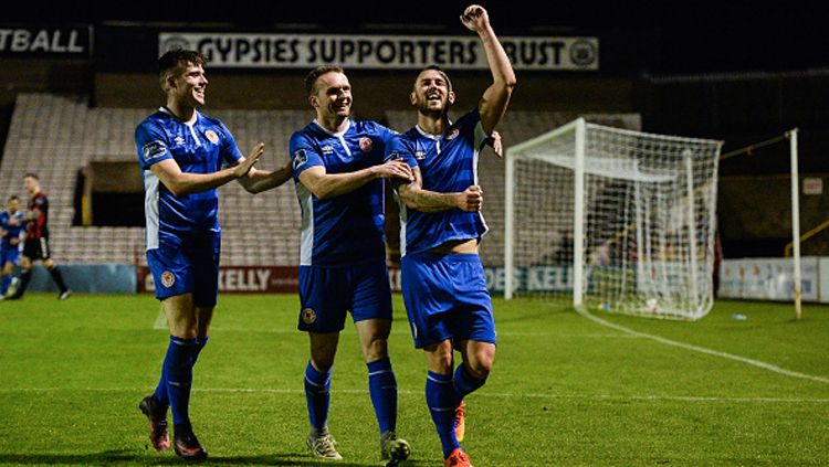 Conan Byrne merayakan gol yang lesakkan ke gawang tuan rumah Bohemian FC. Copyright: © Cody Glenn/Sportsfile via Getty Images