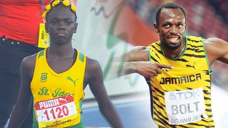 Pelari Jamaika, Brianna Lyston (kiri) dan Usain Bolt. Copyright: © dailymail.co.uk