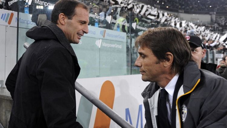 Allegri dan Conte. Copyright: © ALBERTO LINGRIA/AFP/Getty Images