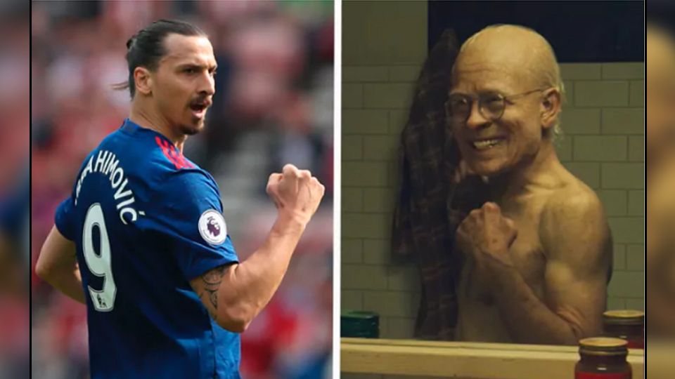 Penyerang Man United, Zlatan Ibrahimovic (kiri) dan tokoh film Benjamin Button. Copyright: &copy; Telegraph