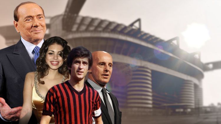 Silvio Berlusconi, Karima El Mahroug, Gianni Rivera dan Arrigo Sacchi. Copyright: © Grafis: Eli Suhaeli/INDOSPORT/Getty Images