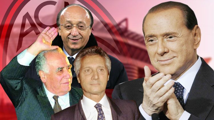 Silvio Berlusconi, Franco Sensi, Luciano Moggi dan Sergio Cragnotti. Copyright: © Grafis: Eli Suhaeli/INDOSPORT/Getty Images
