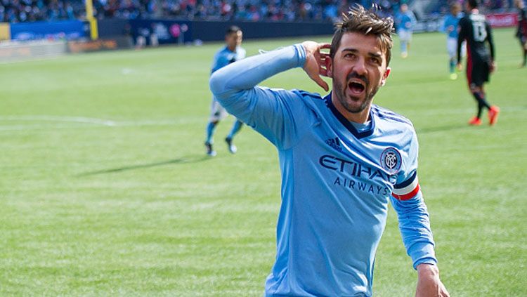 Selebrasi David Villa pada laga saat melawan DC United. Copyright: © Michael Stewart/Getty Images