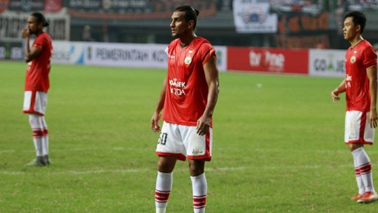 Bruno Lopes mencetak gol bagi Persija Jakarta di babak pertama. Copyright: © Twitter@bepe20s