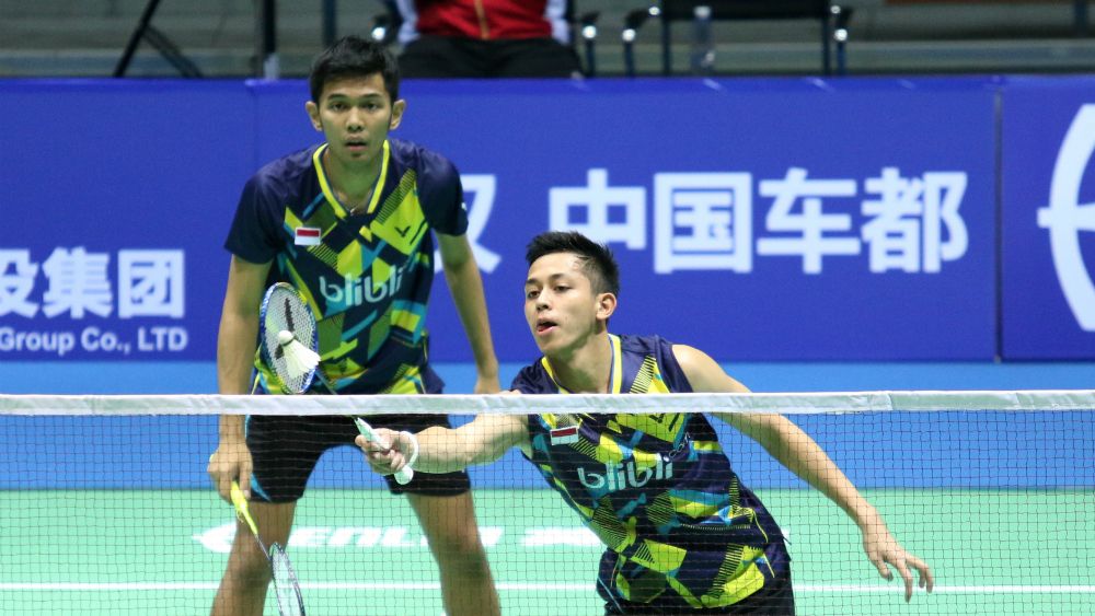 Fajar Alfian/Muhammad Rian Ardianto di babak pertama Badminton Asia Championships 2017. Copyright: &copy; Humas PBSI