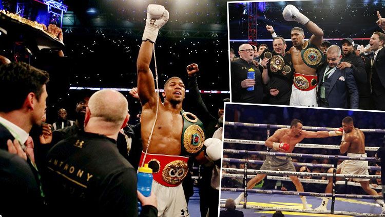 Anthony Joshua memenangkan pertarungan melawan Wladimir Klitschko di babak 11. Copyright: &copy; @PA