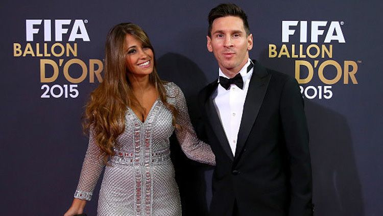 Lionel Messi dan Antonella Rocuzzo. Copyright: © Martin Rose/Bongarts/Getty Images