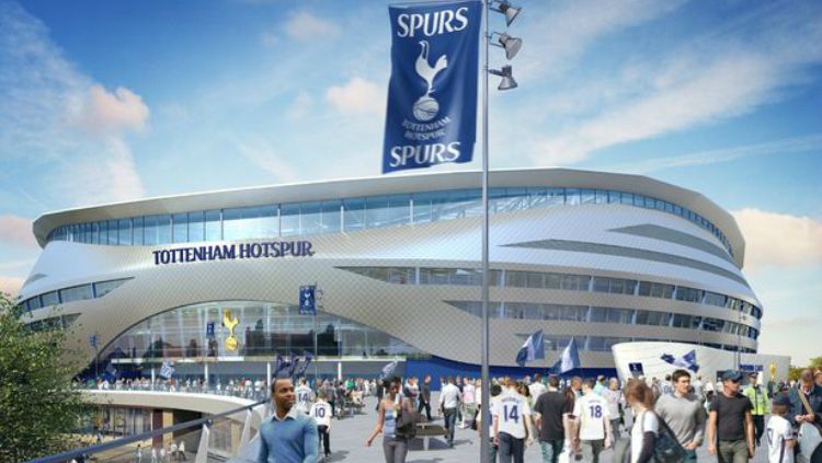 Ilustrasi tampak luar stadion baru Tottenham Hotspur. Copyright: &copy; Mirror.co.uk