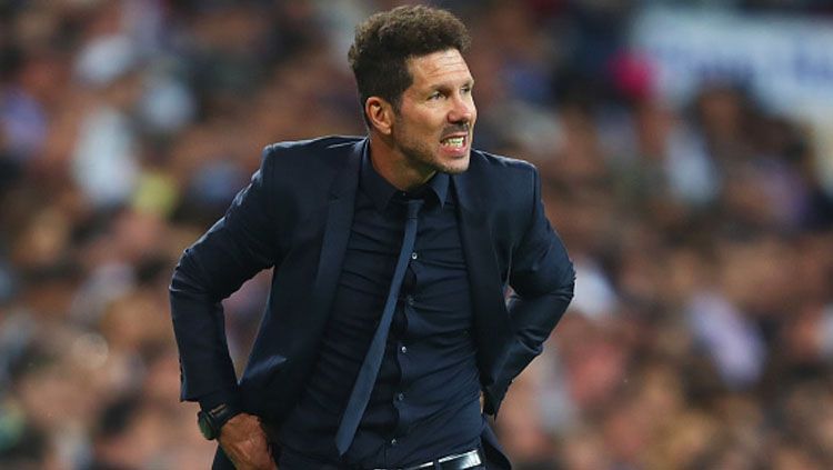 Pelatih Atletico Madrid, Diego Simeone, mengatakan bahwa klub LaLiga Spanyol itu tidak sekuat saat 2014 yang lalu karena banyak pemain muda di timnya sekarang. Copyright: © Clive Rose/Getty Images