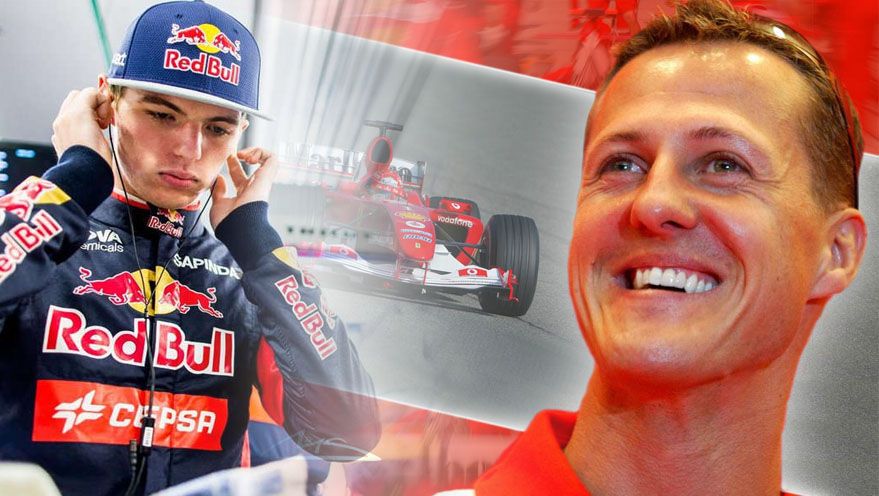 Max Verstappen dan Michael Schumacher. Copyright: © Grafis: Indosport/getty images