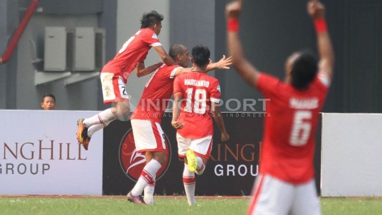 Para pemain Persija Jakarta saat melakukan selebrasi gol. Copyright: © Herry Ibrahim/Indosport